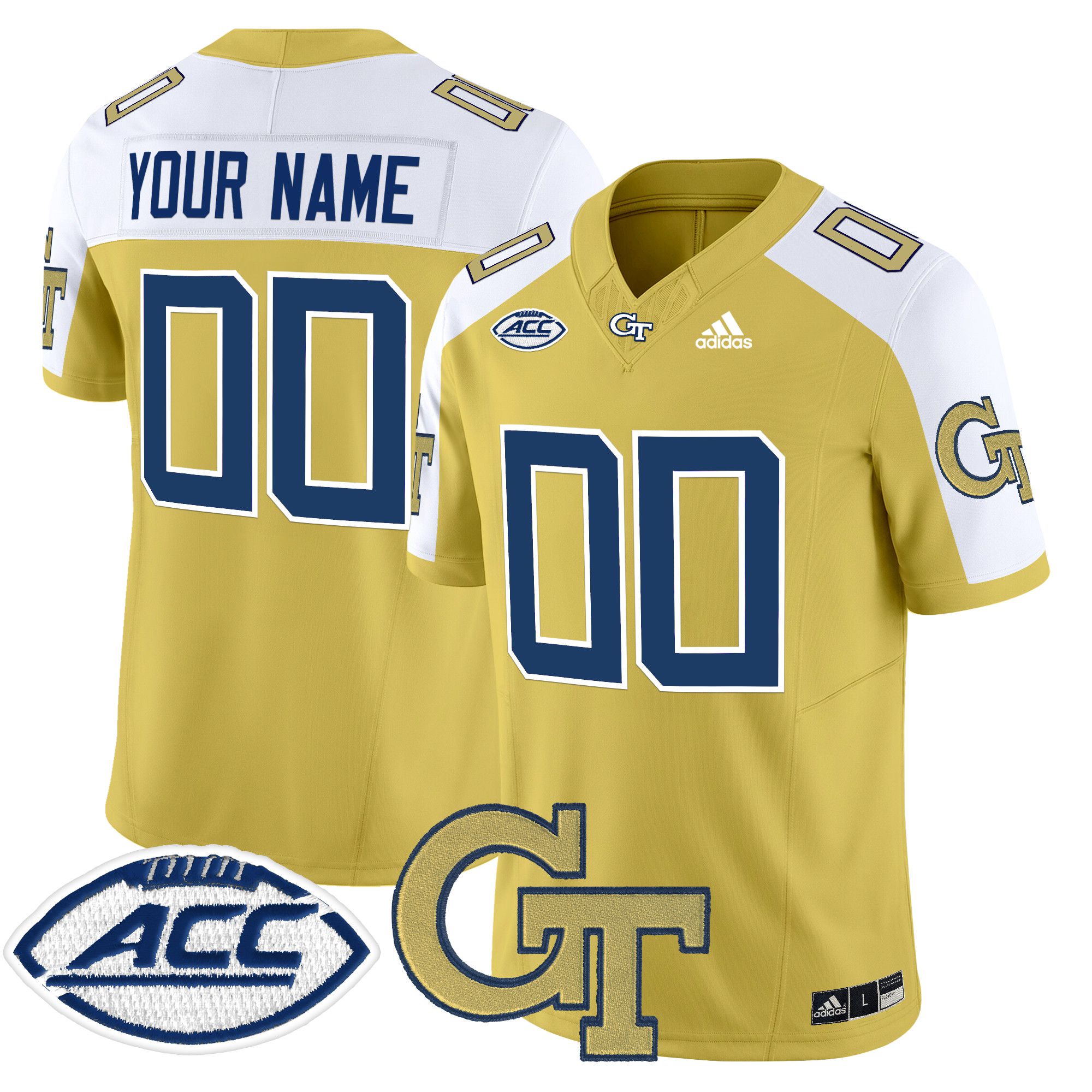 Men Georgia Tech Yellow Adidas 2024 Vapor Limited Custom NCAA Jersey->customized ncaa jersey->Custom Jersey